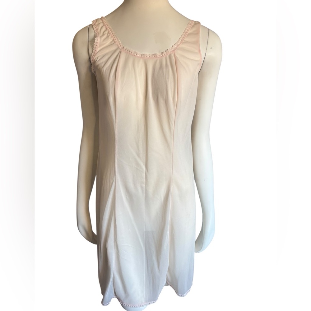 Vintage Pink Lace Trim Slip‎ Dress Lingerie Babydoll Sleepwear Sleeveless